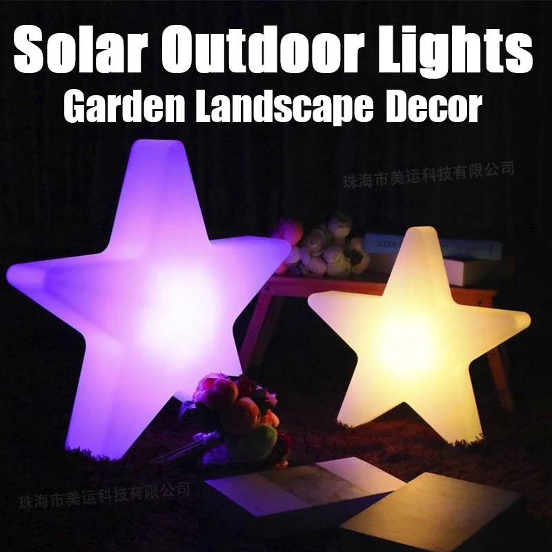 Modern Solar White Landscapes Lights Creative Stars Pattern Waterproof IP65 Decor Lamps LED 16 Colors Atmosphere Night Lightings