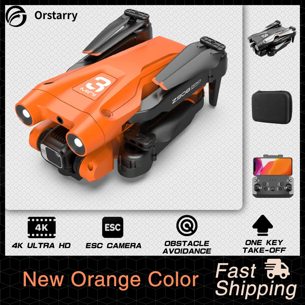 Z908 프로 미니 드론, 4K HD 카메라, 광학 흐름 로컬라이제이션, 원 클릭, 3 면 회피 쿼드콥터, 어린이 선물 ...