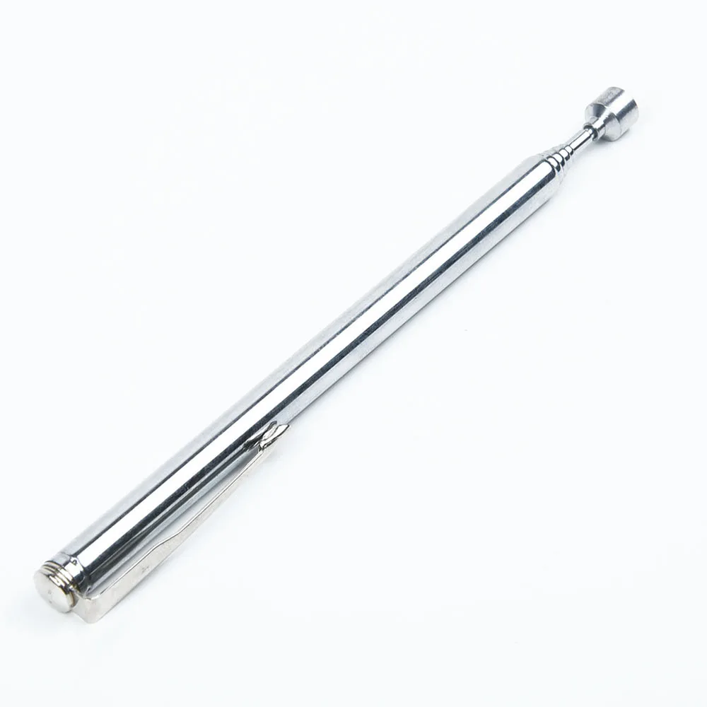 Extendable Pickup Rod Stick Portable Rotatable Silver Magnetic Pickup with Retractable Pen Clip Magnet Suction Rod Hand Tools