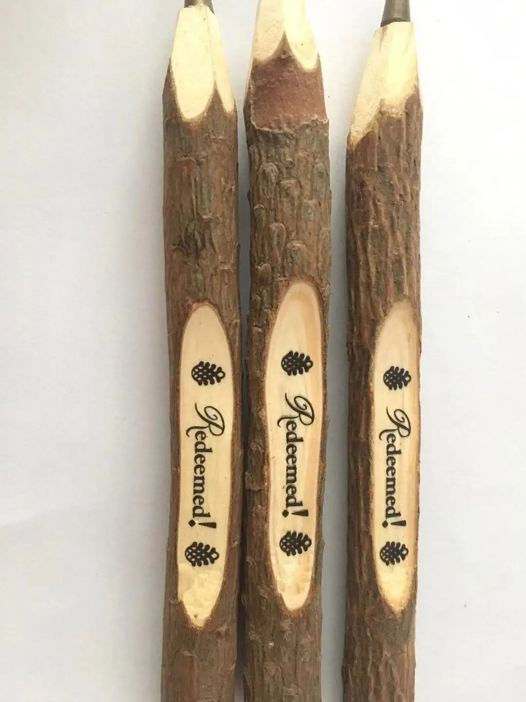 Lot De 10 Stylos à Bille En Bois De Chêne - Encre Noire - Naturel