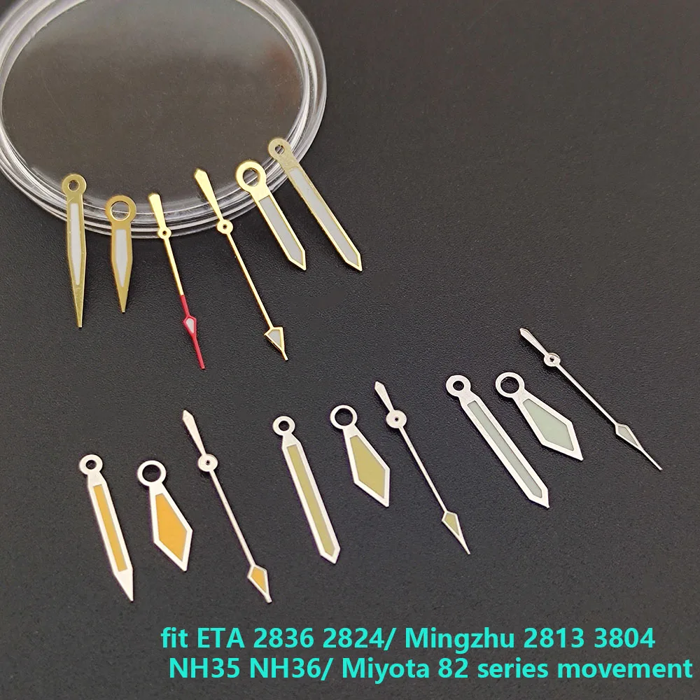 Светящиеся стрелки для часов NH35 NH36 ETA 2836 2824 Miyota 8205 8215 821A Mingzhu DG 2813 3804
