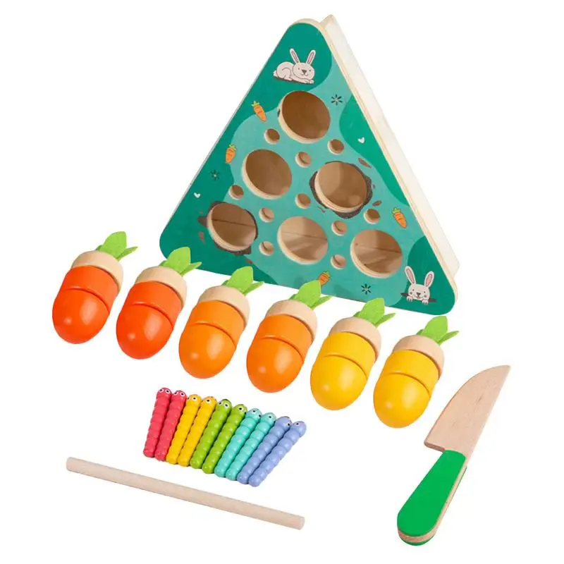 

Carrot Harvest Toddler Montessori Toy Educational STEM Fine Motor Skills Montessori Worm Catching Toy For Kids Girls Boys