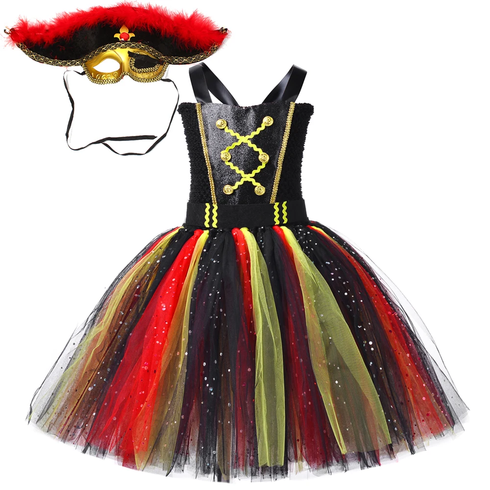

Sparkly Pirate Halloween Costumes for Girls Carnival Party Tutu Dress for Kids Princess Birthday Outfit Children Cosplay Clothes