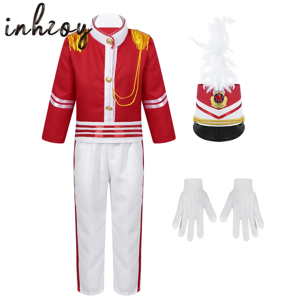 Ragazze Ragazzi America Tamburo Majorette Marching Band Costume Suit British Honor Guard Uniform King Queen Military Dress Up Clothes