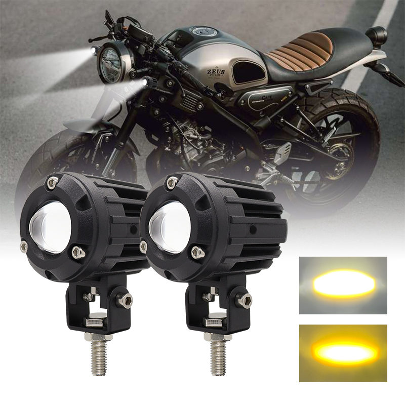 Super Bright 3D 30W LED Motorcycle Headlight Auxiliary Light Universal Dual Color Off Road Spotlight Hi/Lo Beam Fog Lamp 12V 24V