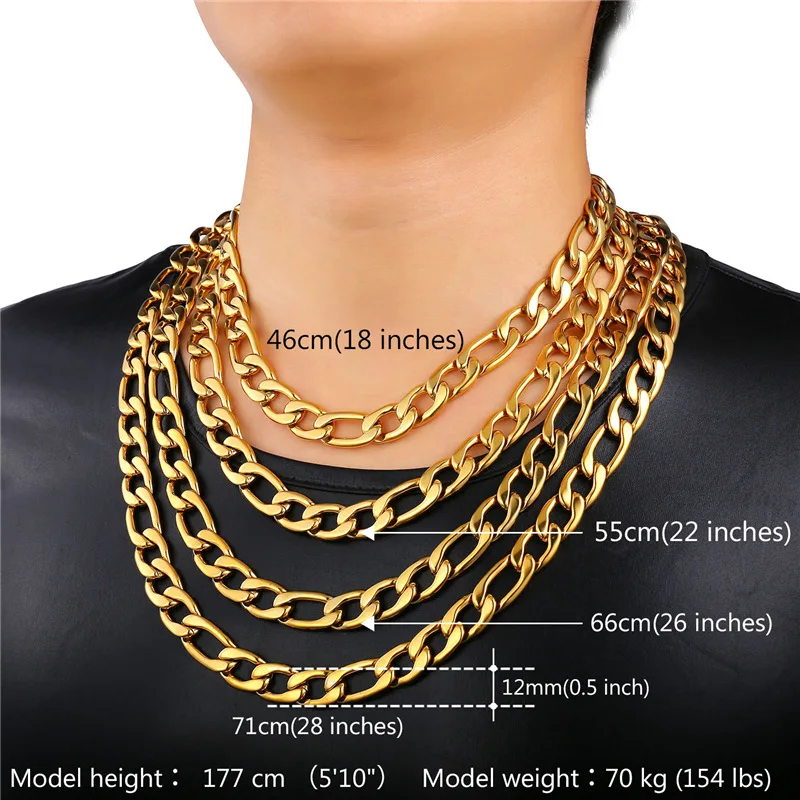 Big 12mm Wide Chain Men Necklace N107 