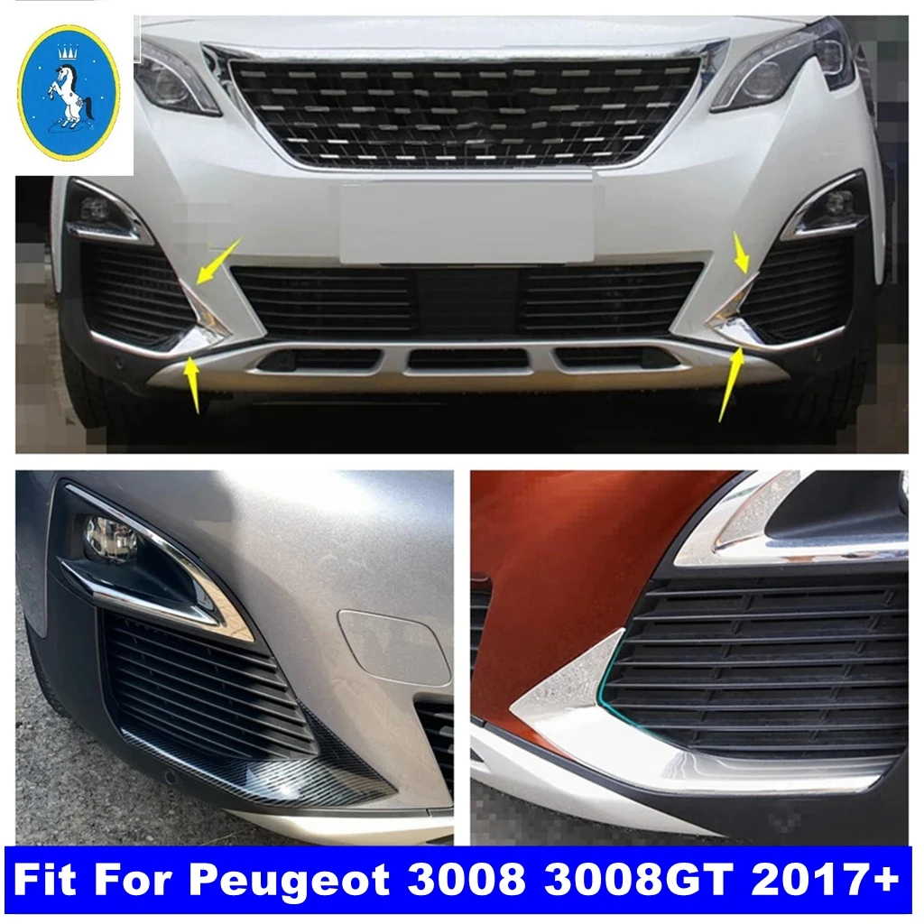 

Car Front Head Fog Lights Lamp Eyelid Eyebrow ABS Chrome / Carbon Fiber Look Cover Trim Fit For Peugeot 3008 3008GT 2017 - 2020