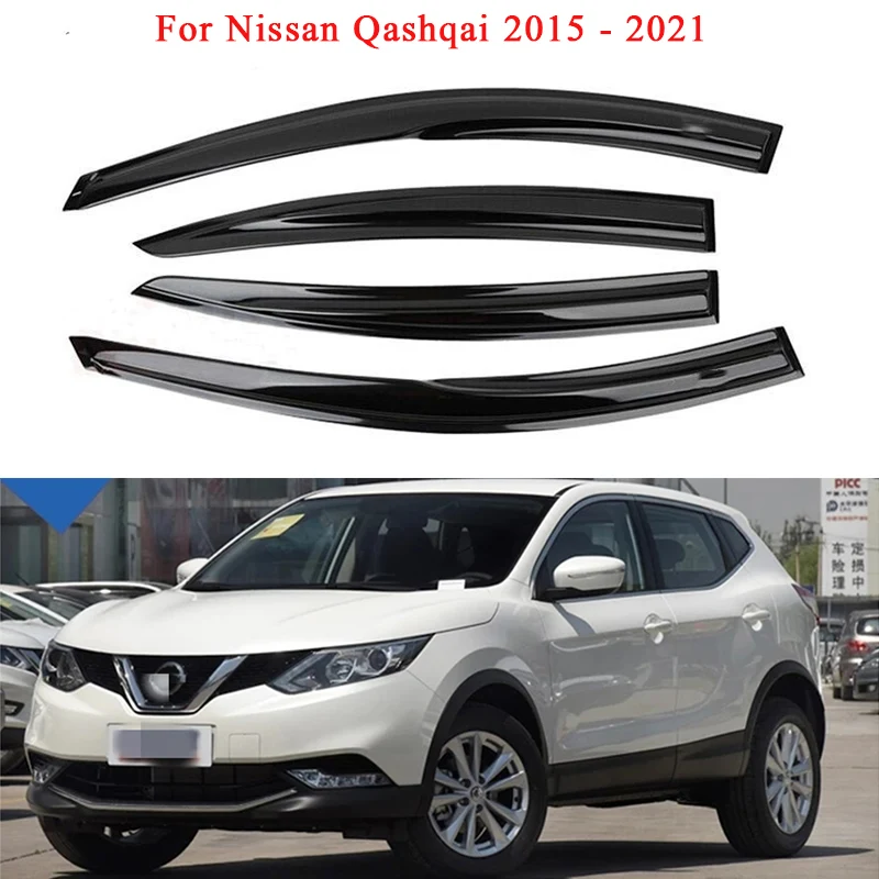 4PCS Car Side Window Deflector Visor Guard Vent Awnings Shelters For Nissan Qashqai 2015-car window deflectors