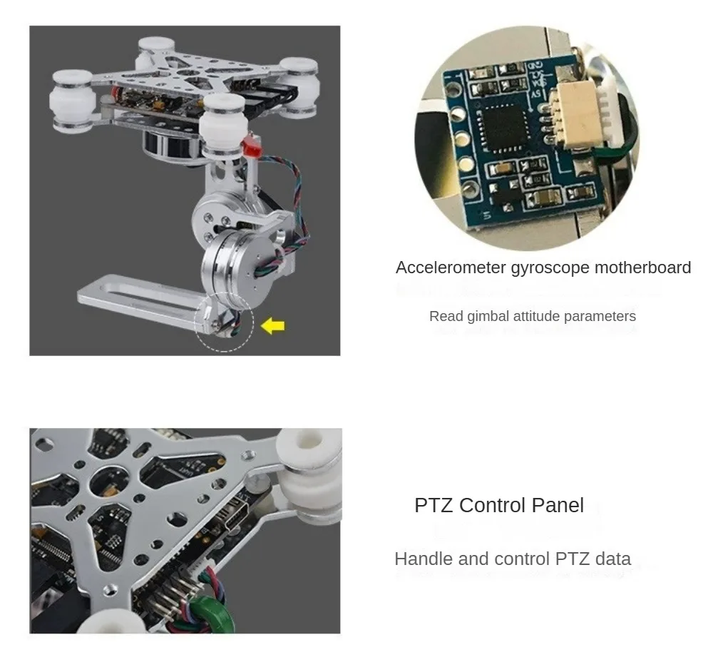 Module Caméra Drone HD 1080P avec Stabilisateur - Noir/Argenté