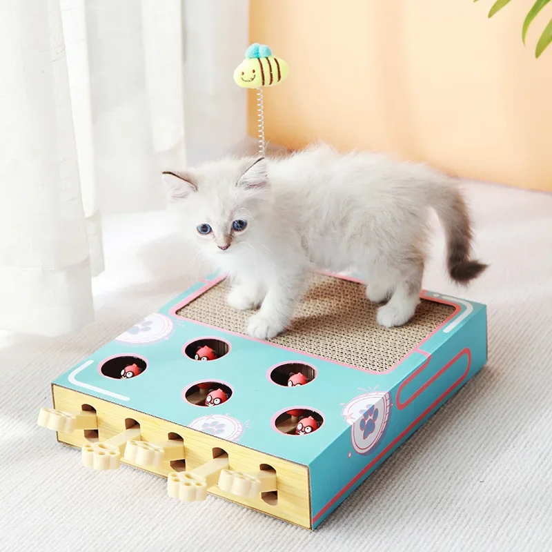 Interactive Cat Toy with Scratching Pad and Corrugated Paper