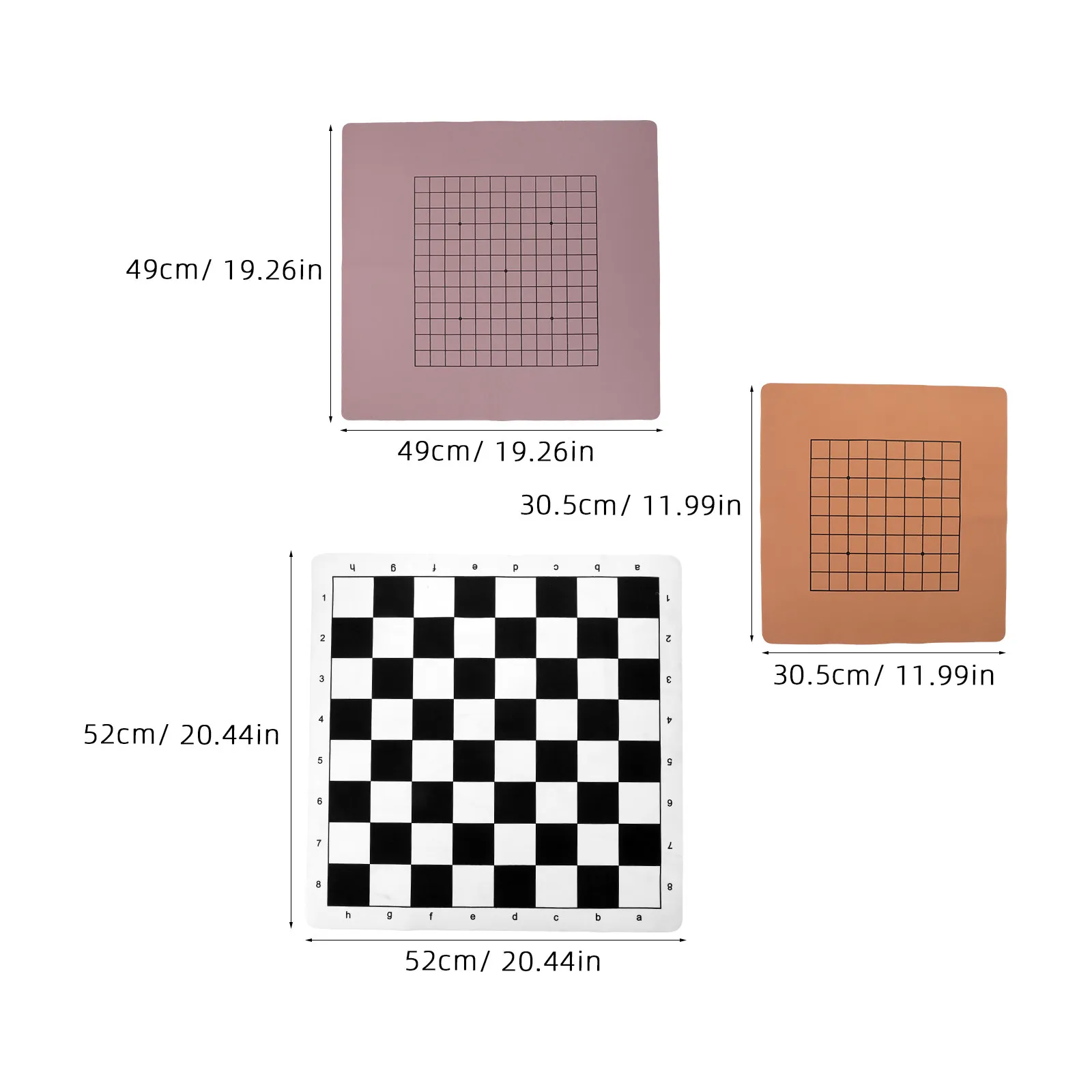 3Pcs 휴대용 접이식 이중 용도 체스판 롤업 Xiangqi 중국어 체스 고 게임 매트 편리한 보드 게임 공급 액세서리