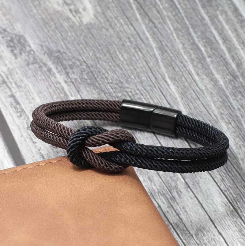 Stainless Steel Men Rope Bracelet Concentric Knot