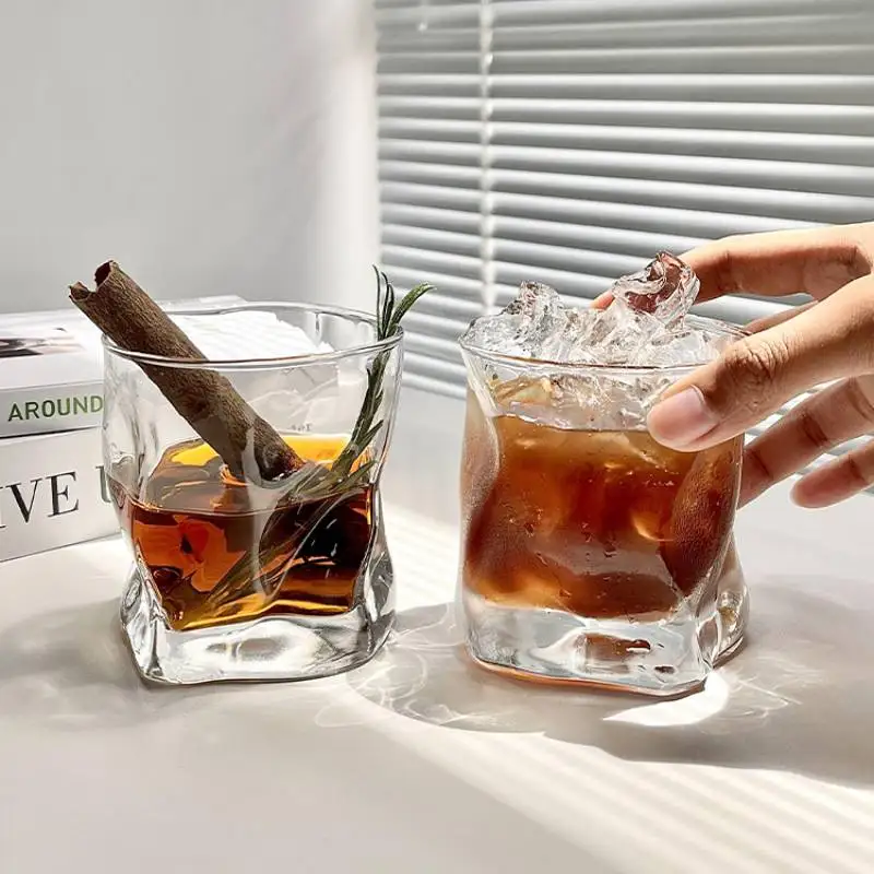Edo Cut Bar Whiskey Glass Crumple Paper Bar Rock Cup Wine Cocktail Glasses Transparent Glass Wine