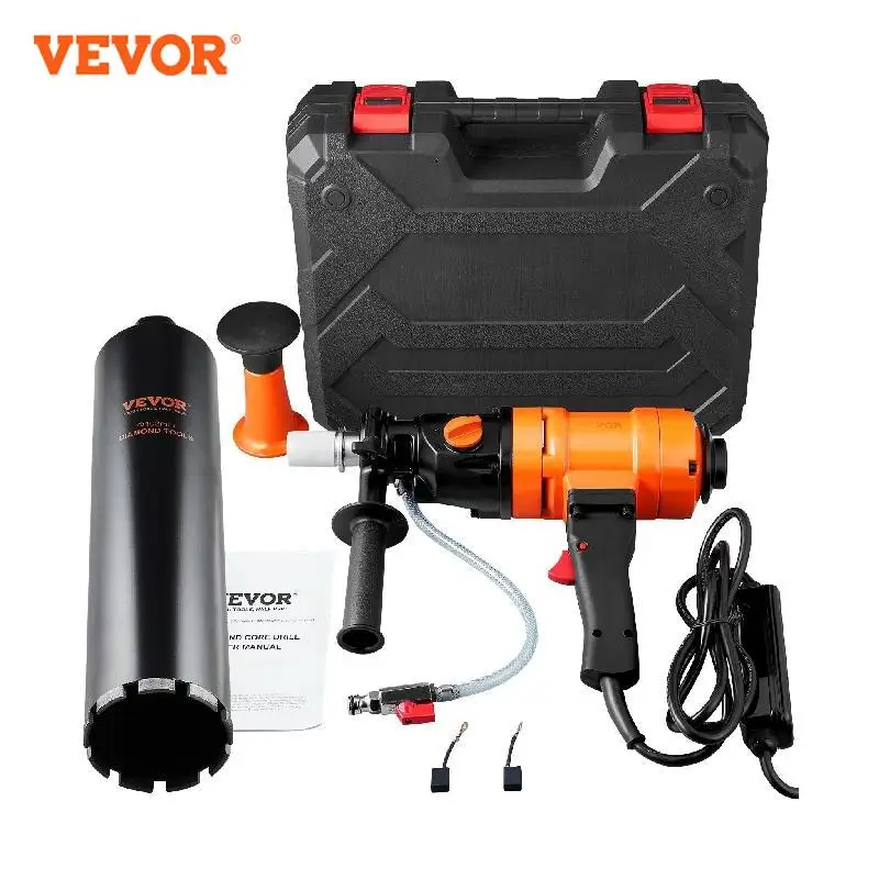 heda 68mm concrete tungsten carbide alloy core hole saw sds plus electric hollow drill bit air conditioning pipe cement stone VEVOR 1500W 4in Bit Diamond Core Drill Machine Handheld Concrete Core Drill Rig Wet Stepless Speed Electric Drilling Machine