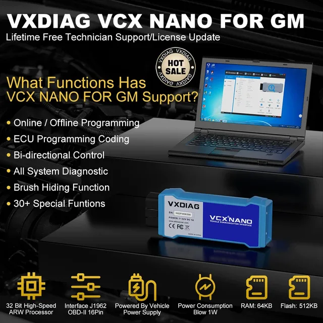 VXDIAG VCX NANO for GM Diagnostic Tool Car OBD2 Scanner J2534 Programming ECU Coding All System Diagnostic Active Test for Opel 2