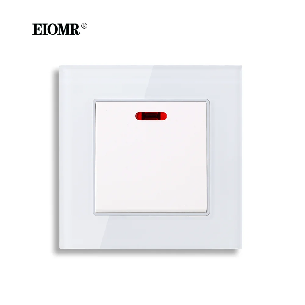 Eiomr 20A High Power Switch With Neon Household Appliances Kitchen Water Heater Air Conditioner On/Off Wall Rocker Switch