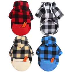 Pull à carreaux tendance pour petits, moyens et grands chiens, pull chaud avec poches et fermeture éclair, Bichon de combat, automne et hiver 