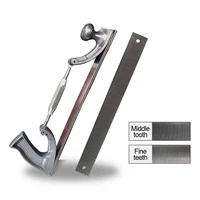 14" S/M Size Adjustable Frame Milled Tooth Car Body Polisher Files Metal Panel Polishing Curved Tooth Steel File Holder Dent Kit 1