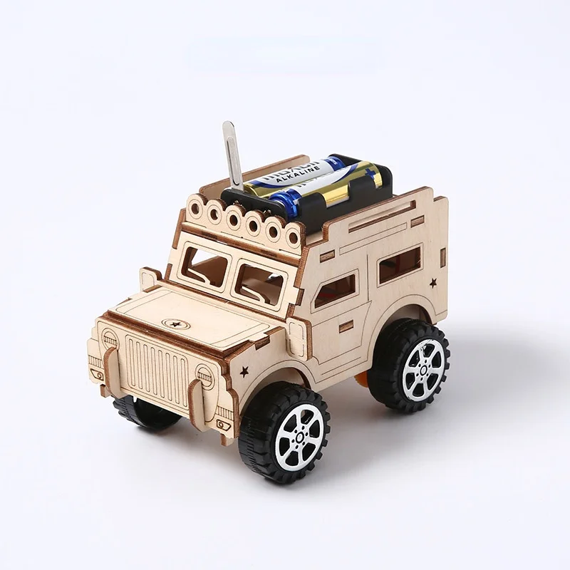 Wooden Puzzle Car Electric Glide Machine Puzzle Toys DIY Science Education Wooden Hand Assembled Science Toy for Children Gift