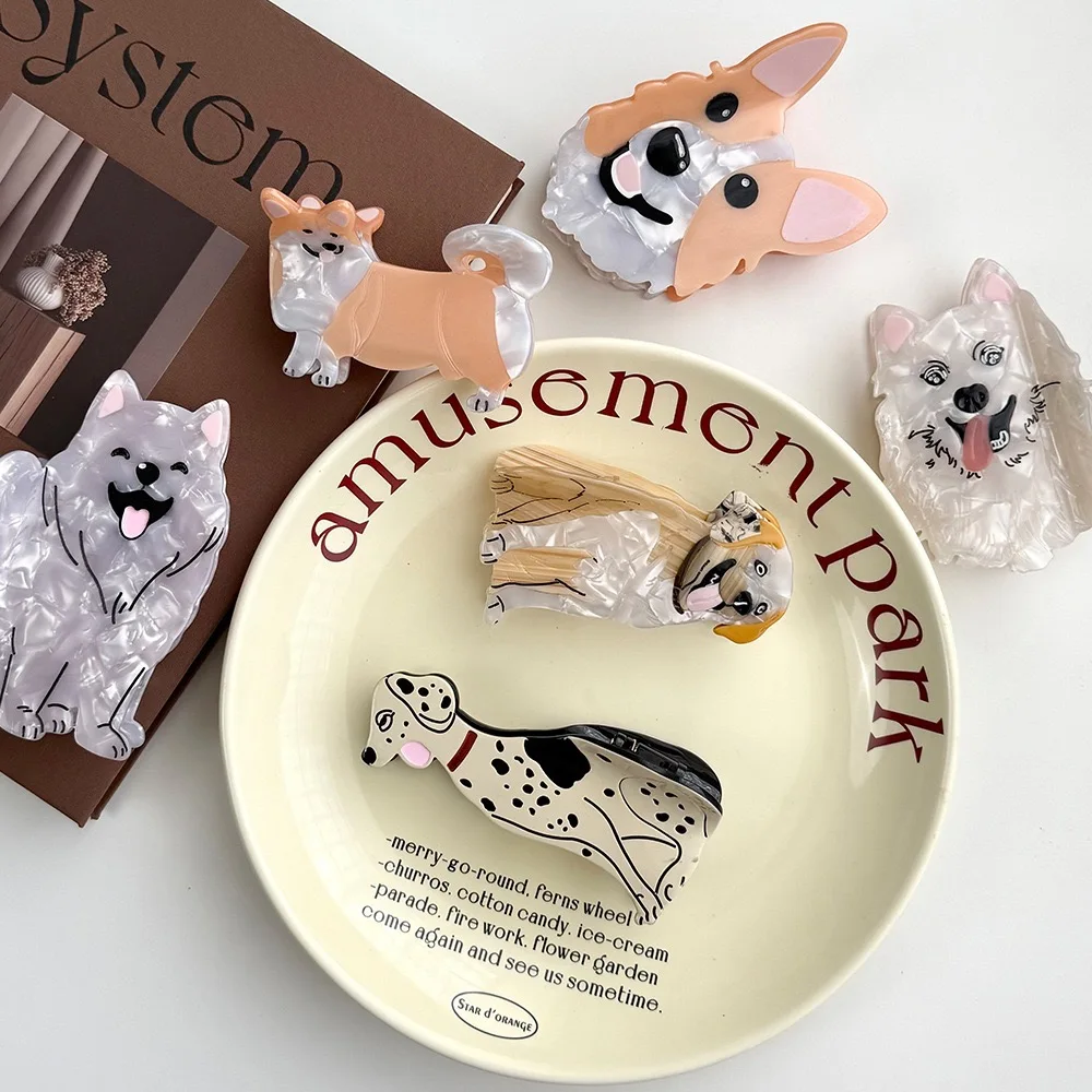 Stylish Handmade Acetate Dog Claw Hair Clips - Unique Summer Family Fashion Accessory