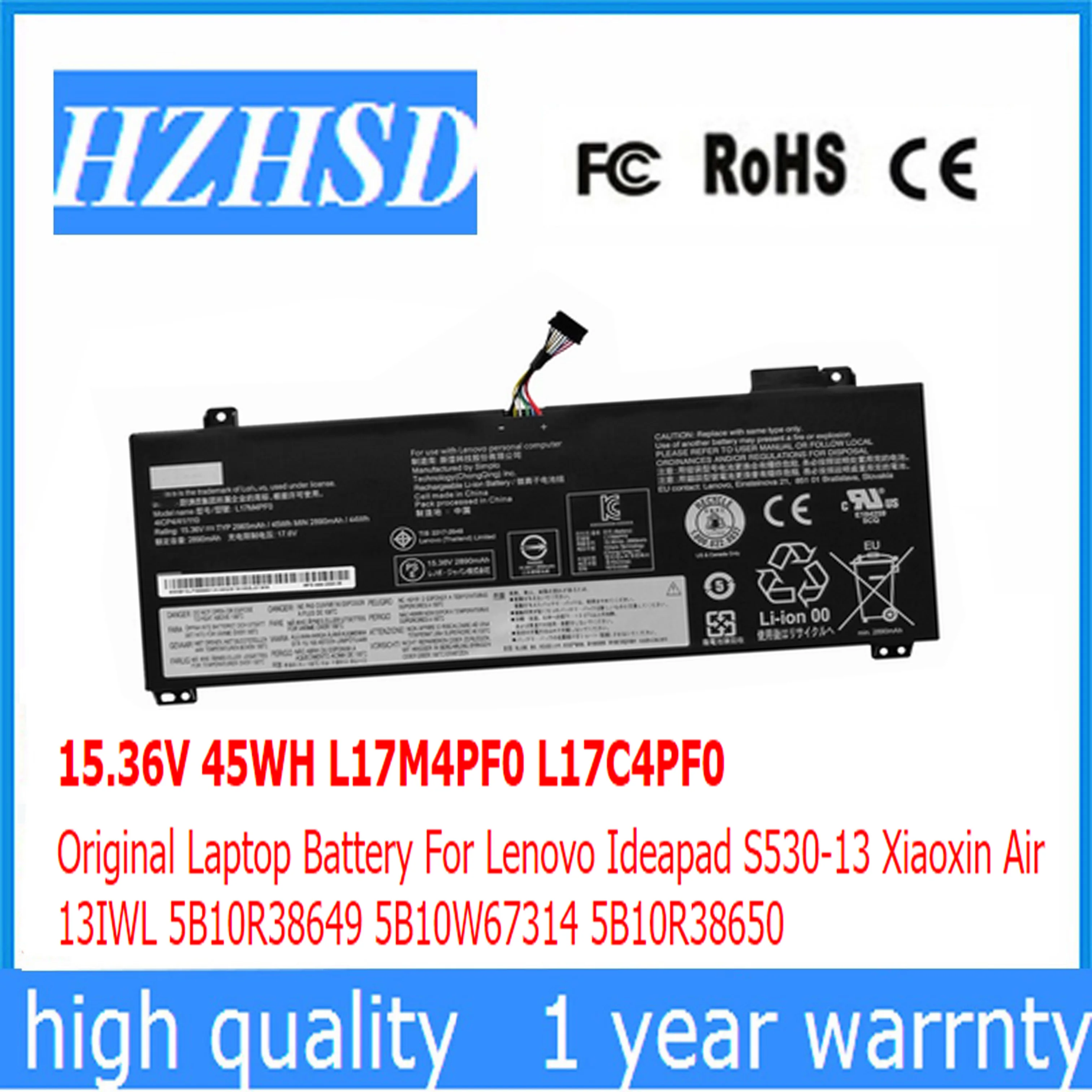 15.36V 45WH L17M4PF0 L17C4PF0 Original Laptop Battery For Lenovo Ideapad S530-13 Xiaoxin Air 13IWL 5B10R38649 5B10W67314 R38650