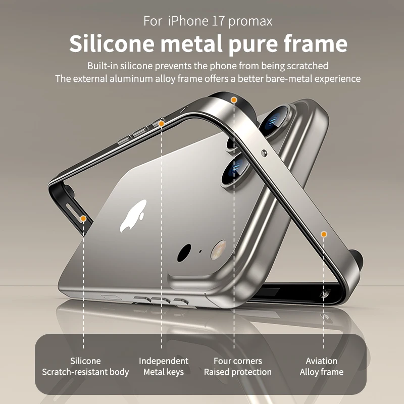 Cosmic Orange Aluminum Silicone Bumper Case - Premium Phone Accessory