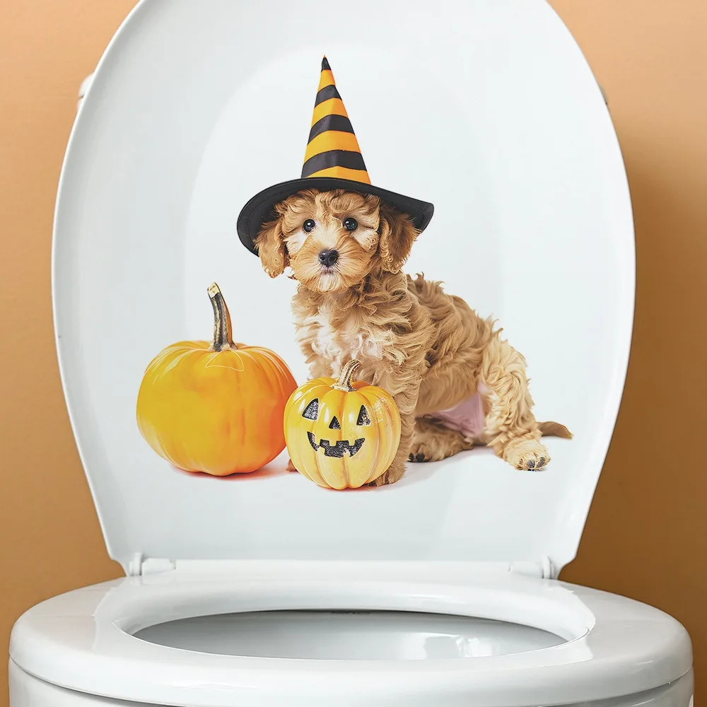 Halloween creative kitten dog bathroom toilet stickers Home decor wall stickers self-adhesive