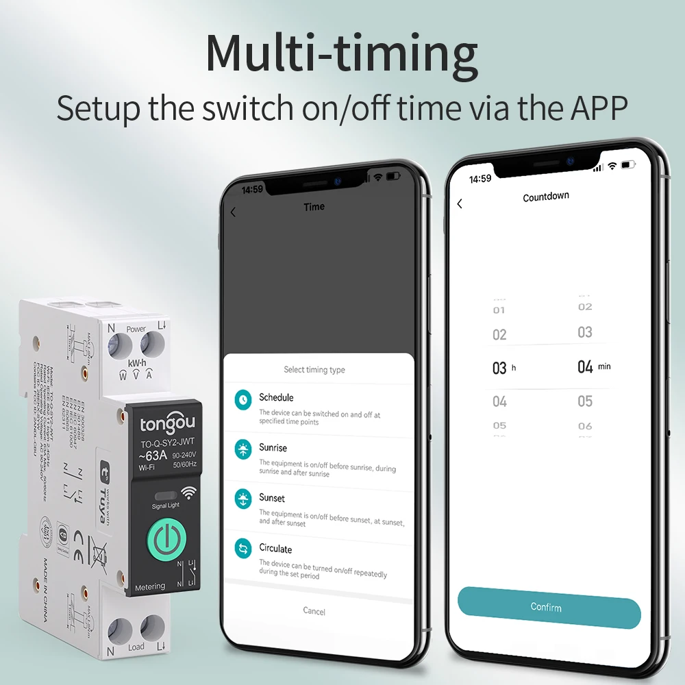 TUYA WiFi Smart Circuit Breaker Over current under voltage protection power mete