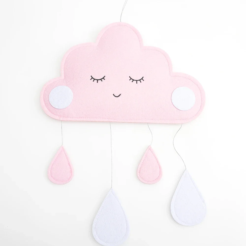 

1PC Nordic Child's Room Decor - Cute Cloud & Raindrop Felt Pendant - Ideal for Kids, Home Adornment