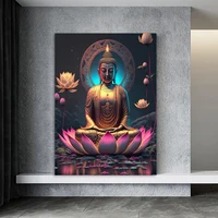 Classic Retro Sitting Lotus Buddha Posters and Prints Abstract Wall Art Picture Canvas Painting for Room Home Decoration 2