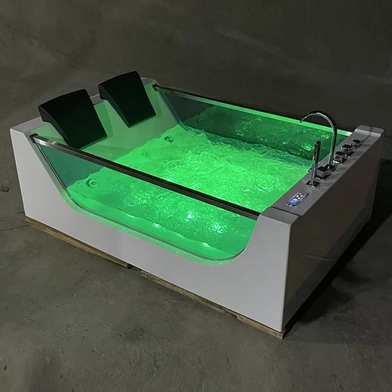 Double Luxury Bathtub, Family Acrylic Sea View Glass Massage Bathtub, Constant Temperature Heating 1.8 Meters 5