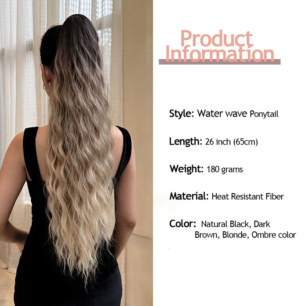180 Grams Water Wave Ponytail Extension 26