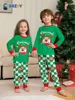 Merry Christmas Cartoon Pattern Mom Dad Kids Matching Pajamas Set 2 Pieces Suit Baby Romper Soft Loose Xmas Family Look Pyjamas 3