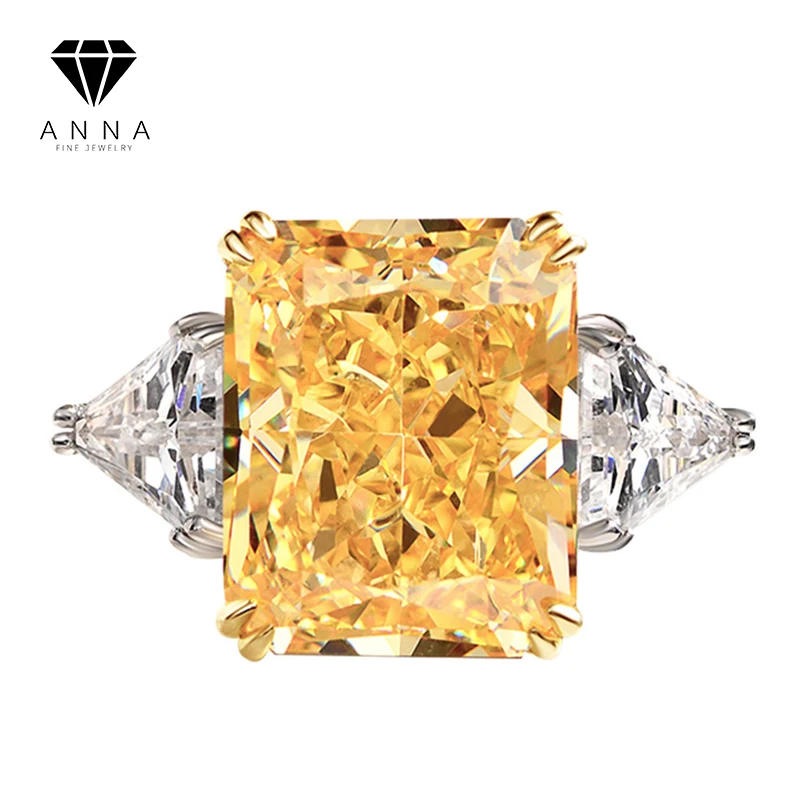 

2023 Luxury 9*11mm Topaz Gemstone Pink Yellow Diamond Ring For Women Solid 925 Sterling Silver Party Wedding Fine Jewelry Gift