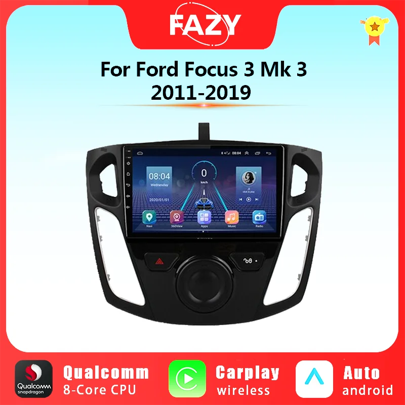 

Wireless Carplay Android 12 Car Radio Multimedia Video Player For Ford Focus 3 Mk 3 2011-2019 Auto Stereo Navigation 2din 4G DSP