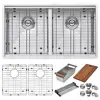 Stainless Steel Double Bowl Undermount Kitchen Sink with Workstation Ledge Cutting Board Colander 3