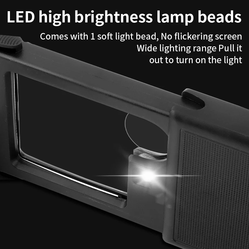 3X 6X LED 조명이 있는 풀아웃 독서용 돋보기 UV 휴대용 미니 포켓 돋보기 보석 평가용 핸드헬드 루페