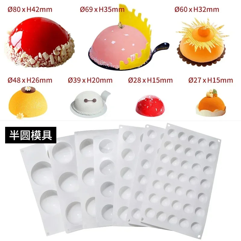 Handmade Creative Round Mousse Cake Silicone Mould Dessert Chocolate Cookie Baking Mould Baking Tools For Cakes Accessories
