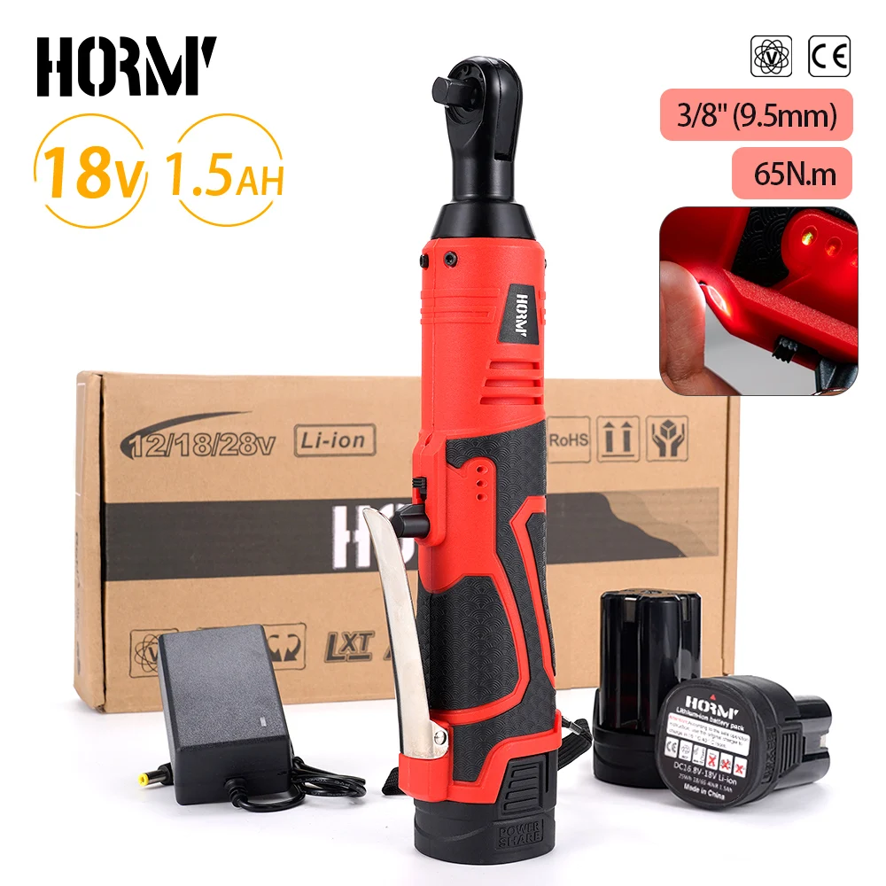 18V Cordless Impact Wrench Rechargeable Electric Impact Wrench 3/8 Inch Right Angle Ratchet Wrench Impact Driver Nut Power Tool