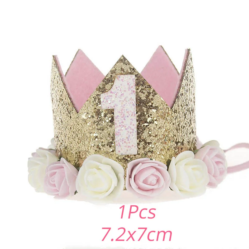 Birthday Crown Baby Party Hat Princess Headband 1 Year Birthday Decorations Baby Shower 1st 2nd 3rd Party Supplies