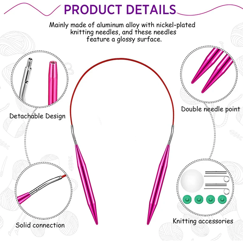 Description Picture 4 of itemAluminum Circular Knitting Needles Weaving Yarn Knitting Craft Tools Accessories Set Interchangeable Crochet Hooks Kit Needle
