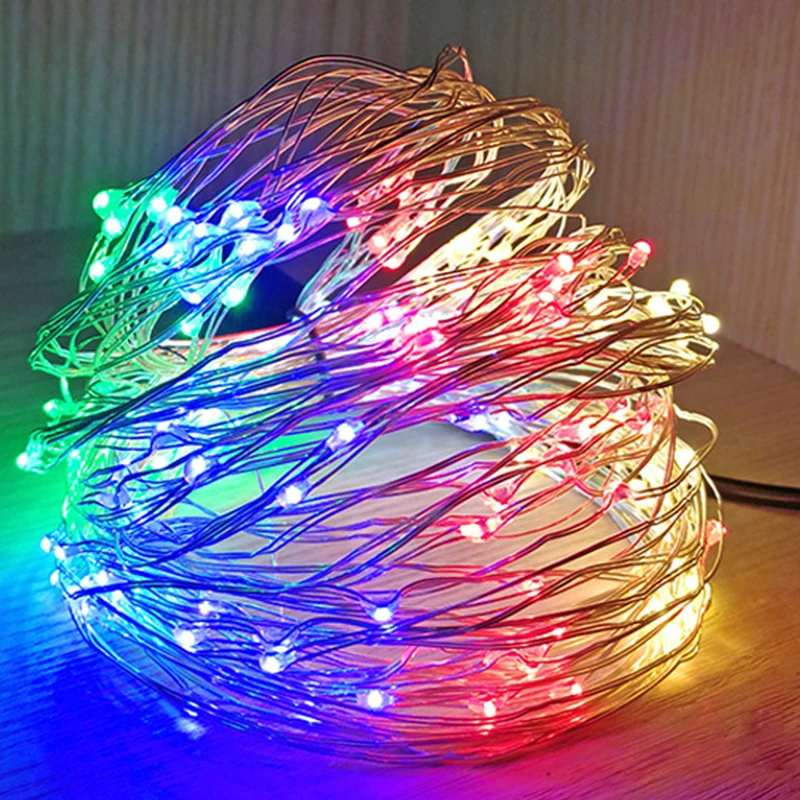 LED Copper Wire String Lights Battery Box String Lights for Romantic Decoration Dormitory Bedroom Colorful RGB String Lights 3AA