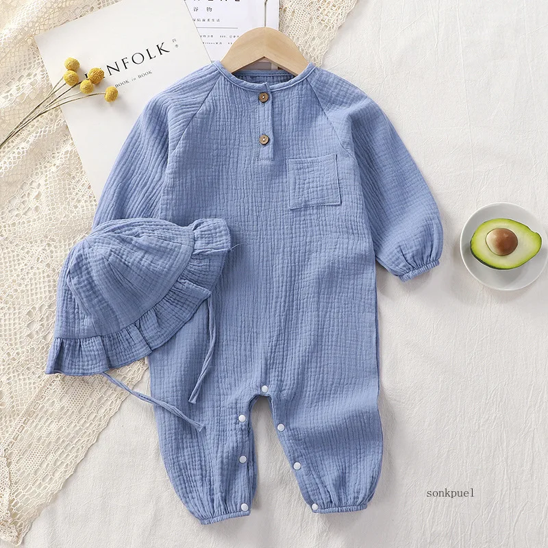 Baby Clothes Newborn Jumpsuit Girls Boys Muslin Spring Autumn Cotton Long Sleeve Infants Romper 0-24M 6