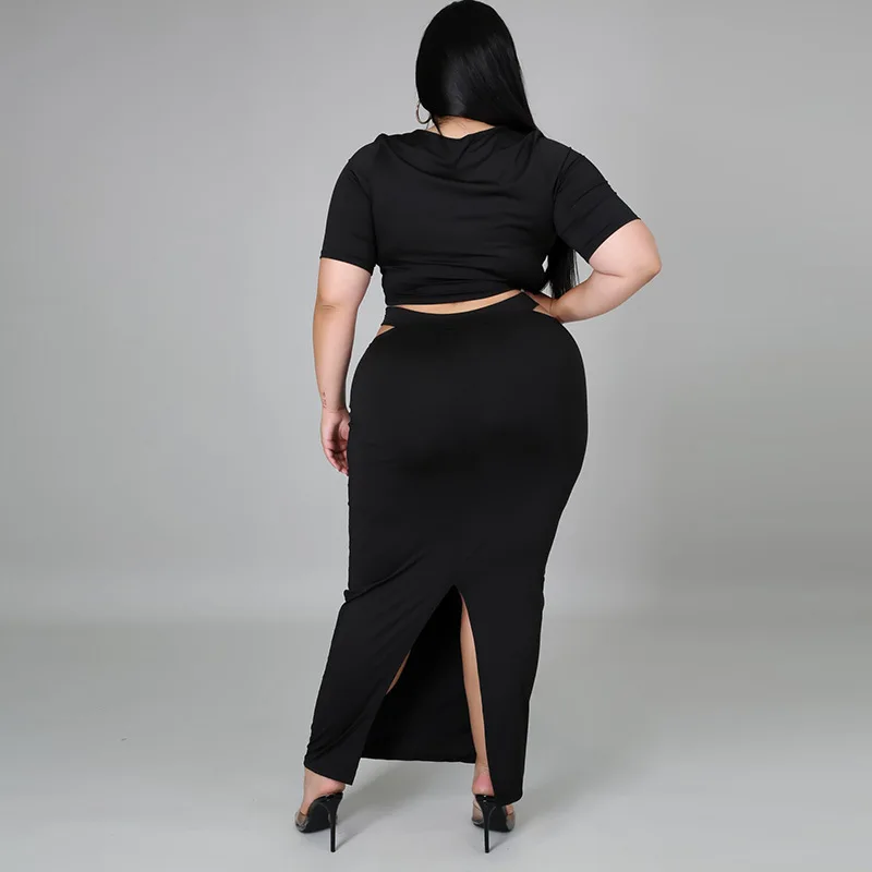Plus Size Dresses Summer Suit Tight-fitting Skirt Sexy Soild Holiday Half Skirt Suit Tight-fitting Hip Sexy 2piece Suit