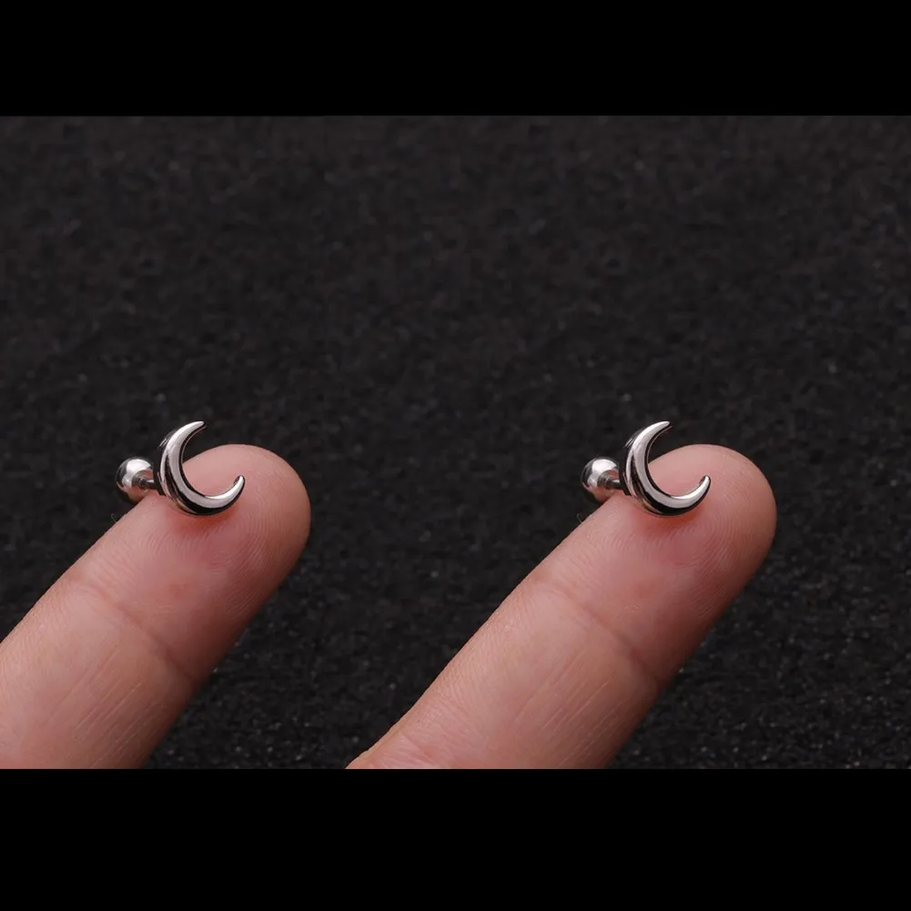 2PC 16G Fully Titanium Steel Small Cartilage Stud Earring Cubic Zirconia Helix Tragus Conch Screw Back Earring Piercing Jewelry 