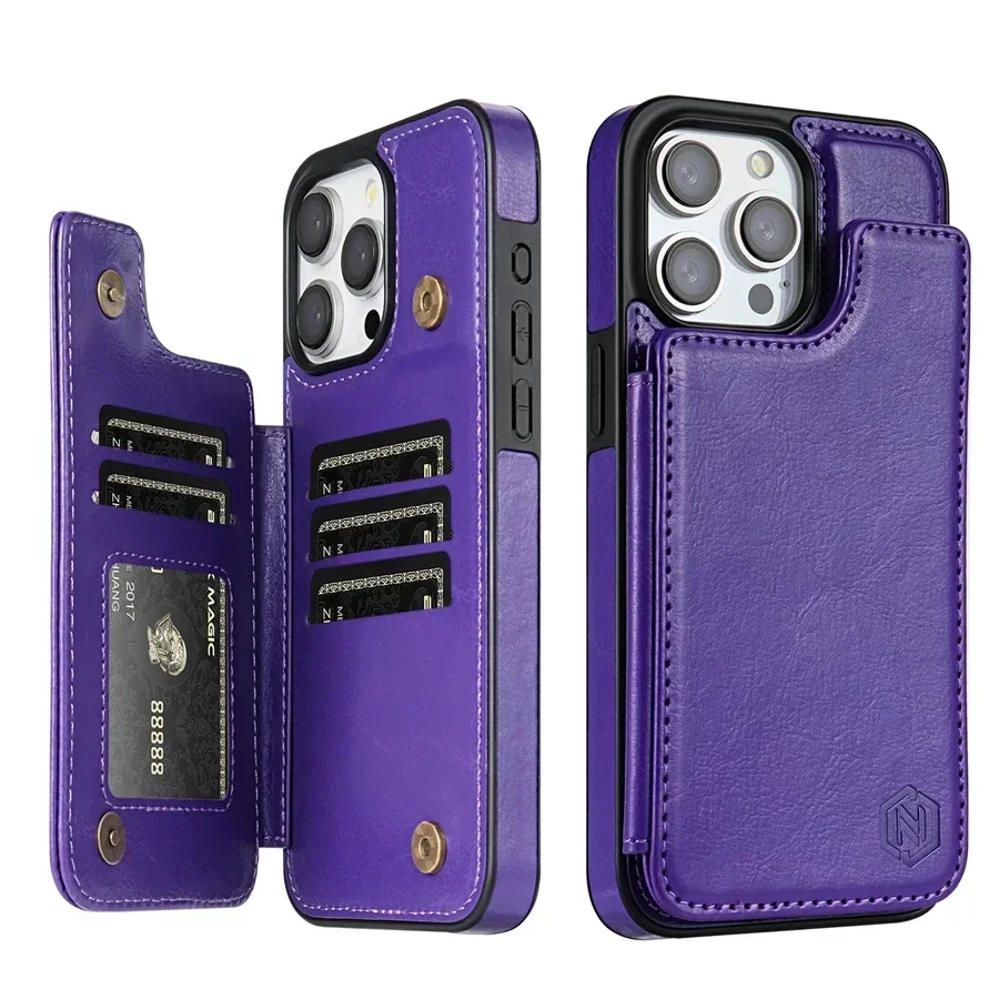 Wallet RFID Layer Schutz Leder Case iPhone16 Pro Max 15 Plus 14 13 12 11 8 7 - Bild 13 von 18