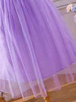 Robe en dentelle violette pour filles, style princesse élégant, ourlet de jupe en maille moelleuse 5