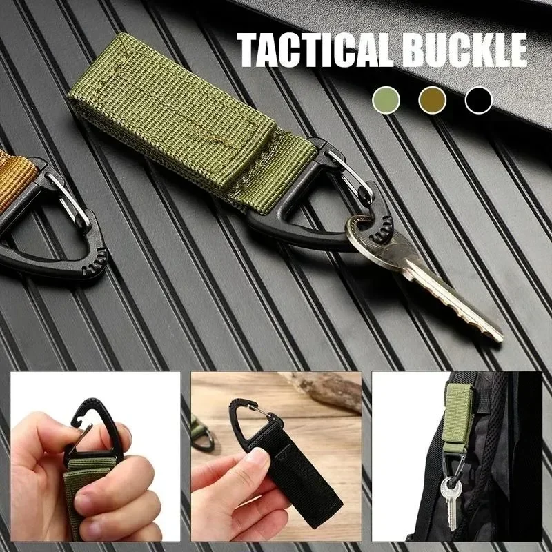 carabiner clips Outdoor Camping Carabiner Nylon Molle Tactical Backpack Key Hook Webbing Buckle System Belt Buckle Hanging Climbing Accessory