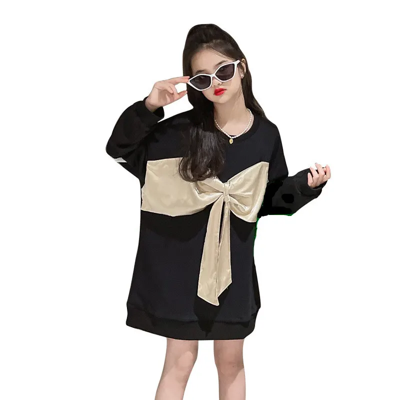 

5-14Years Fashion Big Bowknot Girls Sweatshirts Children Clothes Autumn Baby Girl's Clothing Streetwear Long Sleeve Pullover Top