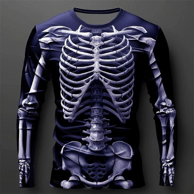 Men's 3D Printed T-Shirt - High-Definition Skeleton Graphic, Comfortable Polyester Blend Tee (Large) - View #7